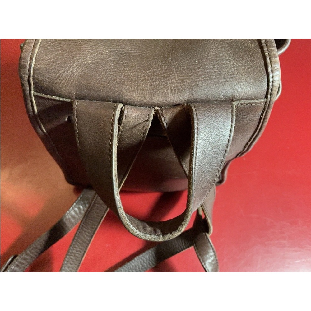 Vintage Coach 9960 Brown Leather Backpack Purse Small Daypack Brass turn lock - Picture 15 of 16